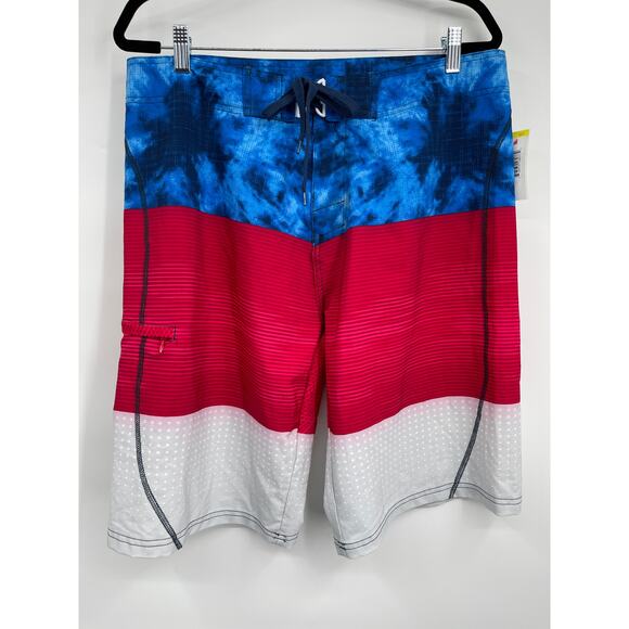 Joe Boxer Young Mens Blue Red White Board Shorts Swim Trunks NEW Size 36 - Picture 9 of 10